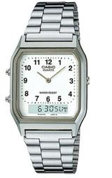 【CASIO】AQ-230A-1D 復古造型電子+指針雙顯錶/經典百搭/男女通用款/30mm/銀/公司貨【第一鐘錶】 歷史價格詳細信息