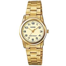 【CASIO 卡西歐】經典時尚皮革腕錶/咖x金框 數字款(MTP-V001GL-9B) 歷史價格詳細信息