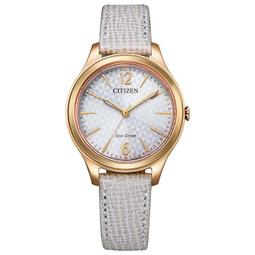【CITIZEN】星辰 EM0509-10A 光動能 幾何紋路 皮錶帶女錶 灰/玫瑰金 32mm 歷史價格詳細信息