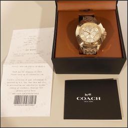 COACH 手錶 腕錶 條紋真皮錶帶 黑 全新 正品 twemall 歷史價格詳細信息
