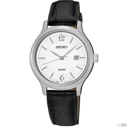 SEIKO WATCH 精工鋼殼黑離子圈碳纖維設計面大日期窗箱型鏡面鋼帶石英腕錶 型號：SUR285P1【神梭鐘錶】 歷史價格詳細信息