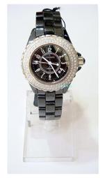 *格斯小舖* LEDAVCI 威尼斯戀曲陶瓷錶*閃耀晶鑽時標*清晰數字錶盤刻度*藍寶石水晶玻璃 時尚黑 歷史價格詳細信息