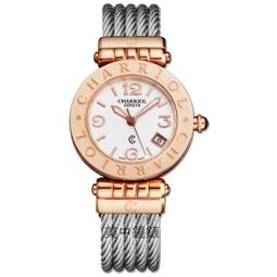 【99鐘錶屋】夏利豪CHARRIOL：酒桶型鋼帶三眼錶（男款黑面）免運費(060T 100 714) 歷史價格詳細信息