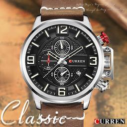 【贈盒】 CURREN 三眼造型 重金屬皮紋質感中性錶  送禮大方 ☆匠子工坊☆【K0034】 歷史價格詳細信息