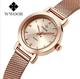 【KYH流行之星】WWOOR爆款蝶戀花女士真皮錶帶手錶高品質石英女錶 歷史價格詳細信息