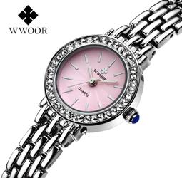 【KYH流行之星】WWOOR爆款蝶戀花女士真皮錶帶手錶高品質石英女錶 歷史價格詳細信息