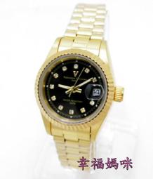 【幸福媽咪】Valentino Coupeau 范倫鐵諾 晶鑽時刻 時尚日期 金面 中金色 情人錶 F12171 歷史價格詳細信息