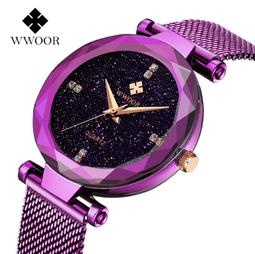 【KYH流行之星】WWOOR爆款蝶戀花女士真皮錶帶手錶高品質石英女錶 歷史價格詳細信息