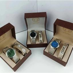 【手錶+表盒+手鐲】時尚滿天星手錶 奢華滿鑽石英錶 休閒小方表 皮革錶帶簡約手錶套裝 女士手鐲表 時尚腕錶 禮物 歷史價格詳細信息