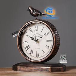 美式復古臺式鐘錶擺件客廳臥室桌面台鐘歐式靜音座鐘創意床頭時鐘 歷史價格詳細信息