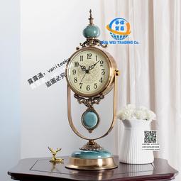 美式復古臺式鐘錶擺件客廳臥室桌面台鐘歐式靜音座鐘創意床頭時鐘 歷史價格詳細信息