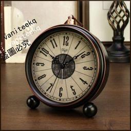 美式復古臺式鐘錶擺件客廳臥室桌面台鐘歐式靜音座鐘創意床頭時鐘 歷史價格詳細信息