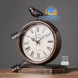 美式復古臺式鐘錶擺件客廳臥室桌面台鐘歐式靜音座鐘創意床頭時鐘 歷史價格詳細信息