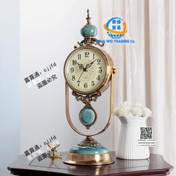 美式復古臺式鐘錶擺件客廳臥室桌面台鐘歐式靜音座鐘創意床頭時鐘 歷史價格詳細信息