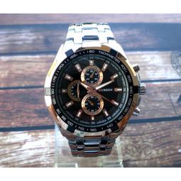 CURREN 仿三眼雅痞格調時尚男錶 高質感 皮革錶帶 防水手錶 石英錶 黑紅 CU8250紅黑【時間玩家】 歷史價格詳細信息