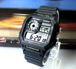 CASIO地圖錶 電子錶 世界時間 LCD飛機儀俵模擬指針 台灣卡西歐公司貨保固【↘830】  AE-1200WH-1A 歷史價格詳細信息