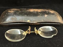 古董老眼鏡，民國時期，銅鑲件，水晶或人造水晶鏡片，花鏡，大約9866 歷史價格詳細信息