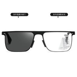 男女老花鏡 高清老花鏡遠近兩用感光變色漸進個性雙梁大框眼鏡金色金屬全框架變色老花鏡 歷史價格詳細信息