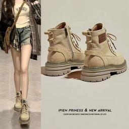 復古真皮馬丁靴女冬季加絨2023新款英倫風時尚厚底顯腳小機車短靴 歷史價格詳細信息