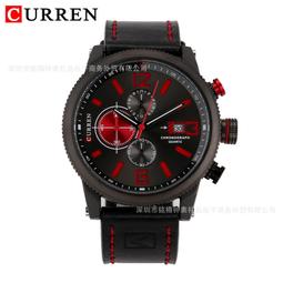 curren/卡瑞恩8281男士手錶 六針單歷石英表  數字面防水皮帶男表 歷史價格詳細信息