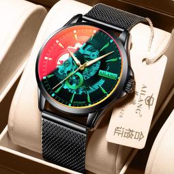 48h出貨丶浪家商務運動名匠手錶全自動機械日月星辰系列女款精鋼皮帶手錶男 歷史價格詳細信息