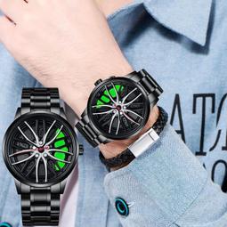 48H出貨丶潮流創意輪胎錶盤夜光指針石英表戶外運動時尚商務鋼帶車輪手錶 歷史價格詳細信息