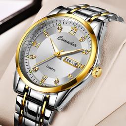 48h出貨丶男士手錶防水夜光日曆石英表鋼帶手錶男 男表 歷史價格詳細信息