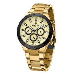 48h出貨丶Reward男士方形石英手錶多功計時商務防水夜光日曆實心鋼帶腕錶 歷史價格詳細信息