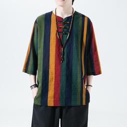 男士T恤春夏中國風男裝棉麻亞麻花色短袖五分袖T恤 價格比較,價格查詢,歷史價格詳細信息