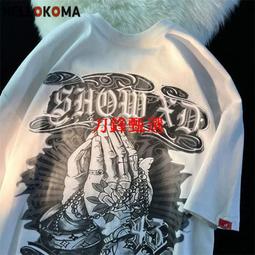 【公司貨】純棉素T 男短T 純棉 短袖 上衣 T恤 100%抗起球水洗做舊美式重工印花字母T恤男女寬松復古短袖上衣潮 歷史價格詳細信息