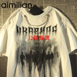 48h出貨丶純棉素T 男短T 純棉 短袖 上衣 T恤 100%純棉美式hiphop人物印花短袖t恤男女國潮高街寬松半袖上 歷史價格詳細信息