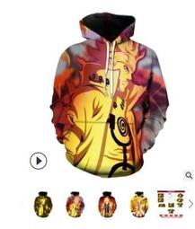 歐美動漫連帽衫 2021新款火影忍者連帽衫3D數碼印花鳴人 衛衣任選一件 歷史價格詳細信息