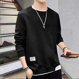 長袖T恤男士新款大學T男秋冬韓版假兩件男生潮流上衣-正正男裝 歷史價格詳細信息