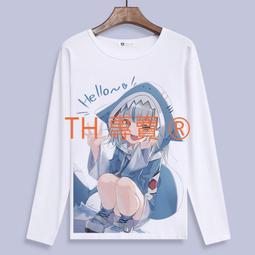 動漫鯊魚娘Gawr Gura噶嗚古拉hololive長袖T恤vtuber二次元痛衣服 歷史價格詳細信息