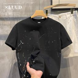 夏季新款潑墨牛仔褲男休閑直筒男士高端九分褲微寬松褲子 歷史價格詳細信息