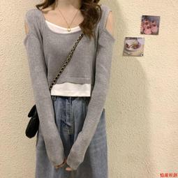 台灣現貨假兩件上衣 含棉 大學T女 印花長袖Tt恤  秋季新款潮流寬鬆顯瘦圓領套頭上衣  露天市集  全台最大的網路購物 歷史價格詳細信息