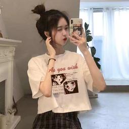 台灣現貨免運 新款超火cec短袖t恤女寬松韓版潮ins原宿bf慵懶風怪味喪系上衣服短袖T恤 夏天衣服 短袖上衣  露天市 歷史價格詳細信息