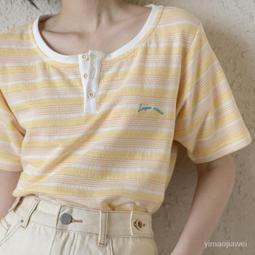 台灣現貨圓領條紋短袖T恤女夏夏裝新款韓版小眾夏季百搭休閒上衣 歷史價格詳細信息