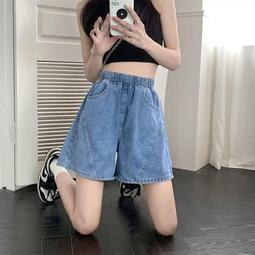台灣現貨夏季短褲女 熱褲 松緊牛仔短褲女寬鬆夏季新款高腰闊腿中褲顯瘦百搭學生a字五分褲 寬鬆短褲 女生短褲  露天市集 歷史價格詳細信息