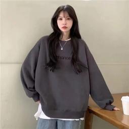 台灣現貨韓版上衣 大學t 長袖 加絨秋冬2022假兩件衛衣女印花加厚學生寬松韓版百搭ins外套女潮 休閒上衣  露天市集 歷史價格詳細信息