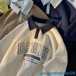 T恤 短袖 美式復古港風短袖t恤男女寬鬆ins國潮風韓版短袖情侶裝五分袖 歷史價格詳細信息