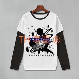 超商1件免運 動漫的jojo冒險長袖二次元秋季奇妙T恤男女拼接袖假兩件打底衫潮 歷史價格詳細信息