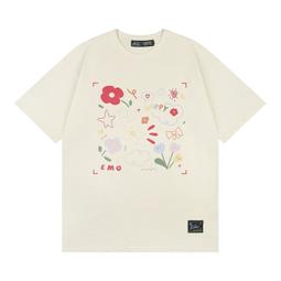 ACCENT 350g重磅潮牌設計感貼布水洗做舊牛仔短袖男款oversize半袖T恤 歷史價格詳細信息