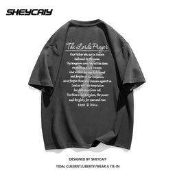 100%純棉 T恤 短袖 美式復古字母印花重磅純棉短袖T恤男夏季潮牌寬鬆情侶百搭打底衫【滿299元發貨】 歷史價格詳細信息