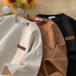 重磅麂皮絨短袖男寬松潮牌潮流ins夏季新款港風t恤嘻哈半袖上衣服 歷史價格詳細信息