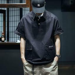 M-3XL工裝polo衫短袖襯衫男士美式復古潮流個性寬鬆t恤日系上衣-至簡原創 歷史價格詳細信息