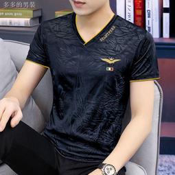 夏季 男生短袖上衣 排汗透氣 舒適 好穿 短t男【高品質冰絲】男士T恤緊身爆款少爺大肚子V領打底衫短袖 歷史價格詳細信息