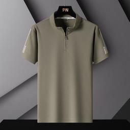 Polo衫男短袖夏季商務透氣運動翻領T恤藏青色棉質休閒男裝速乾短袖夏季男士工作服-22號穿搭 歷史價格詳細信息