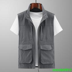 男士馬甲 男士休閑馬甲薄款 春夏寬松翻領中年戶外攝影背心爸爸坎肩男大碼 歷史價格詳細信息