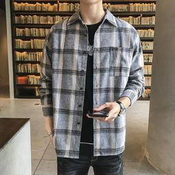 格子襯衫男長袖韓版潮流百搭寬鬆上衣春夏新款港風休閒外套ins潮 歷史價格詳細信息